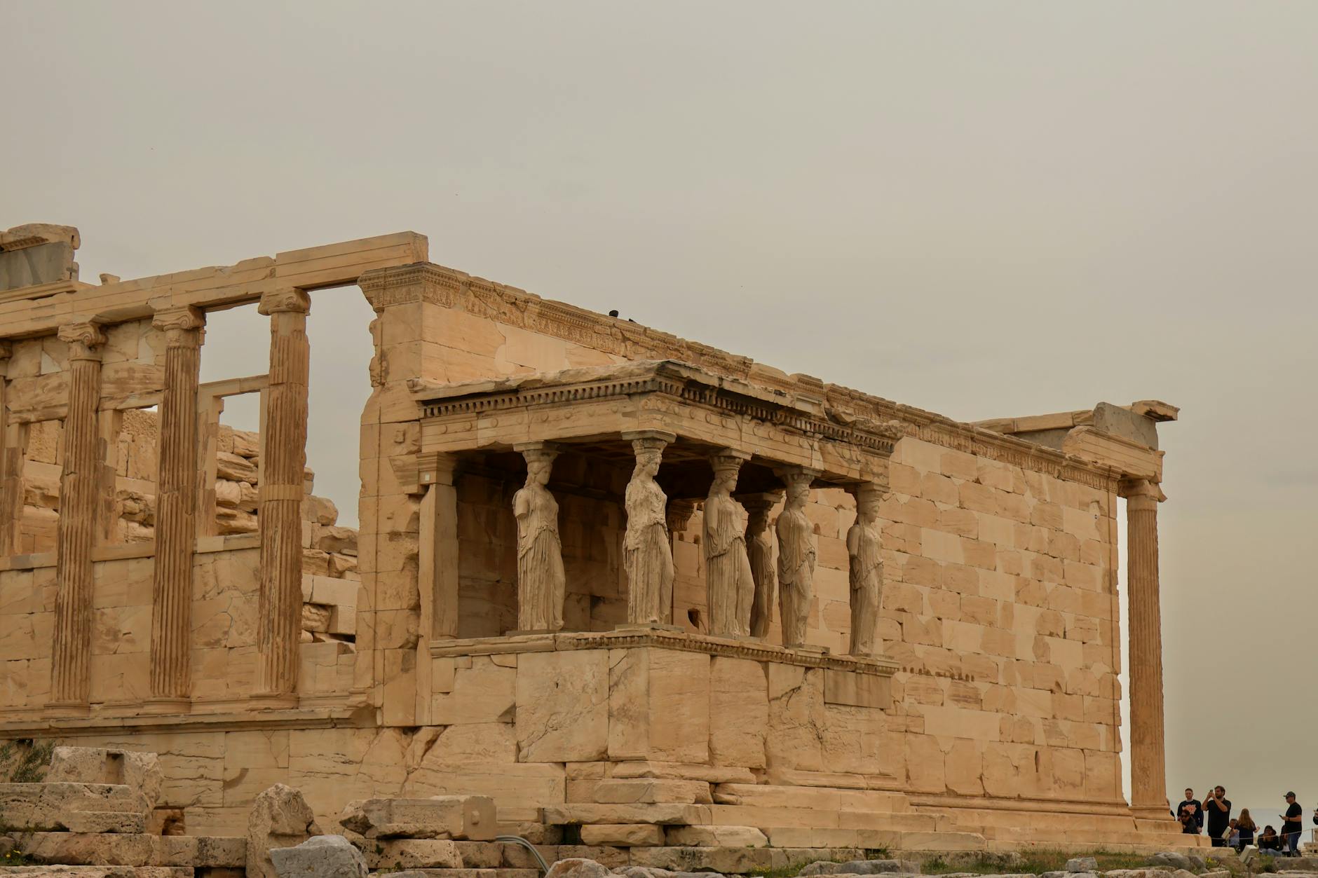 Erechtheion Temple with Caryatids on the Acropolis in Athens, Greece.